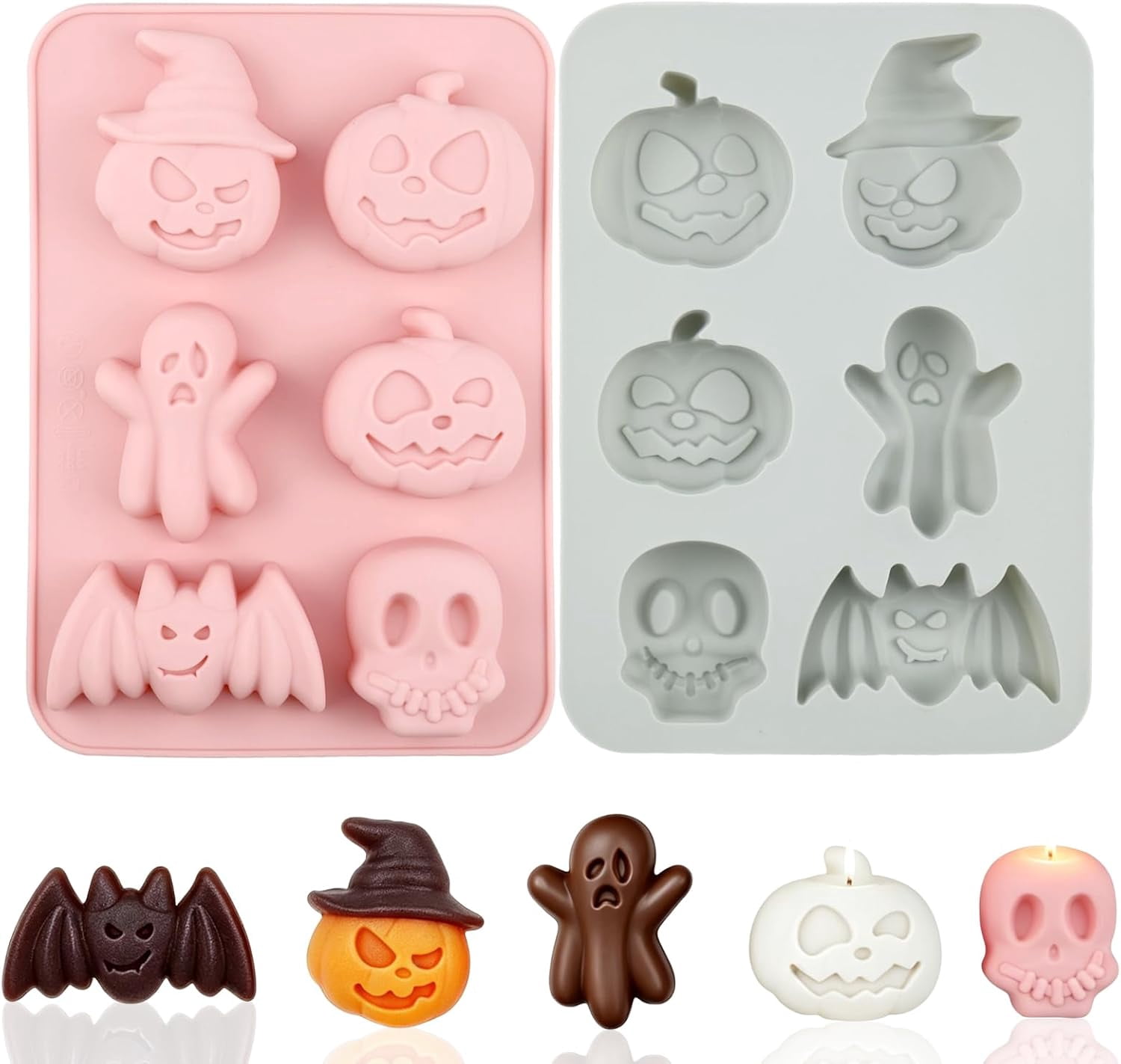 2PCS Halloween Silicone Chocolate Molds, 6 Cavity 3 Types Pumpkin ...