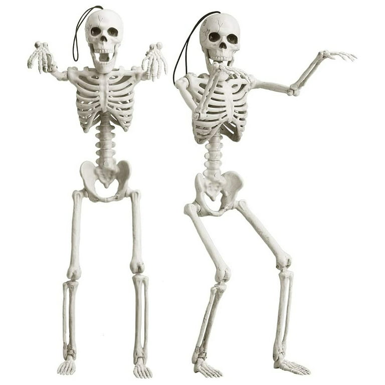 2PCS Halloween Skeleton Decorations, 16 Full Body Mini Skeleton Posable  Joints Poseable Skeleton for Yard Garden Lawn Patio Halloween Party Favors  Decor 