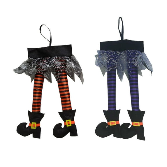 2PCS Halloween Witch Legs, Halloween Decorations Witch Legs Hanging for Front Door Wall Windows Wreath Halloween Party Home Decor