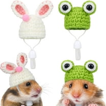 2PCS Hamster Hat Small Animals Cute Tiny Hat Mini Hand Knitted Hats for Snakes Pets Bearded Frog Bunny Costume Accessories Holiday Parties