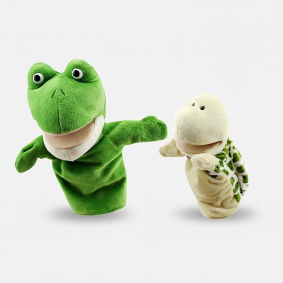 2PCS Hand Puppets Plush Stuffed Soft Toys for Storytelling Role Play Educational Interactive Puppet Show Theater Props for Home School Party Games Activity
