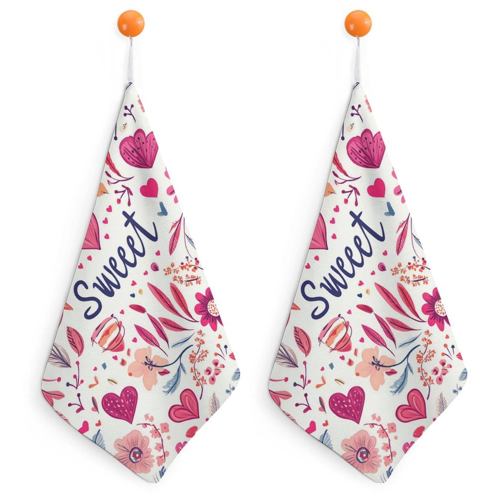 2PCS Hand Towel Strong Water Imbibition Hang Rope Design Easy To Clean ...