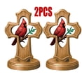 thumbnail image 1 of 2PCS Handcrafted Cardinal Cross Ornament, Red Birds Decoration Easter Ornaments, Wooden Memorial Gift with Crimson Cardinal ranch Design for Bereavement Sympathy for Home, Office, or Church Decor, 1 of 6