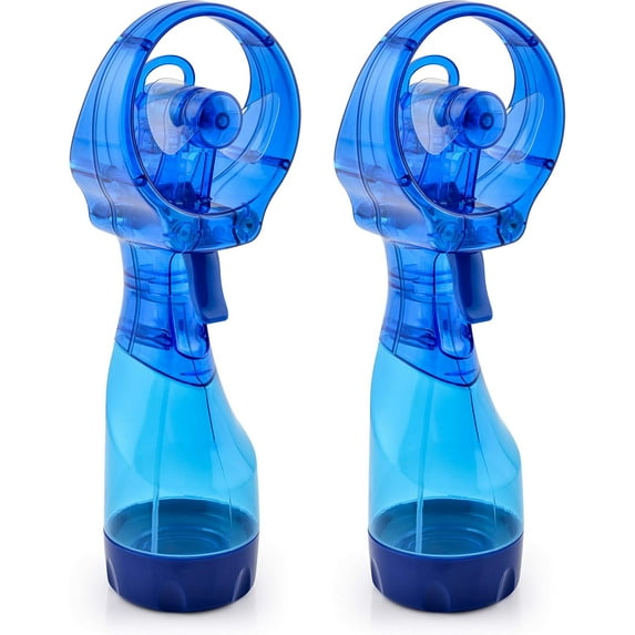 2PCS Handheld Battery Operated Mist Fan with Spray Bottle Portable Water Cooling Fan for Summer Outdoor Use Safe Soft Blades 2 AA Batteries Powered Not Included