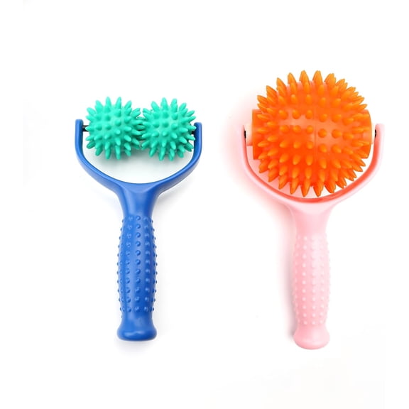 2PCS Handheld Spiky Massage Balls Rollers Compact and Portable Muscle Relaxation Tools with Handle-Deep Tissue for Pain Pressure Relief Whole Body Sensory Self Relax Massager Stick