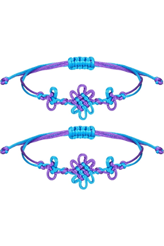 2PCS Handmade Chinese Knot Bracelet Set: Couple's Style Friendship Jewelry Gift