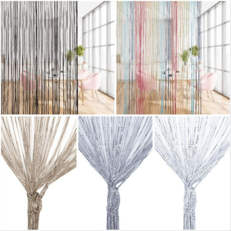 2PCS Hanging Beaded Curtains String Curtain Panels Door Fly Screen