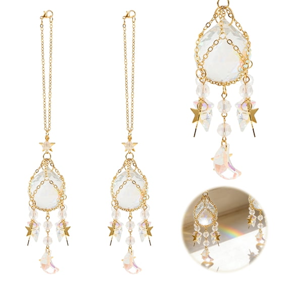 2PCS Hanging Imitation Ball Crystal Suncatcher 8.86 in Imitation Crystal Window Suncatcher Wind Chimes for Party Indoor Home Garden Decor