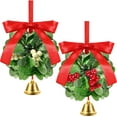 thumbnail image 1 of 2PCS Hanging Mistletoe Ball Christmas Tree Ornament Mistletoe Decoration for Doorway Mistletoe Kissing Ball Artificial Mistletoe Decor with Bows Berries & Bells, 1 of 7