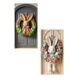 thumbnail image 1 of 2PCS Happy Easter Rabbit Wreath Porch Banner Sign Easter BunnyEgg Flower Decor Front Door Cover Decorative Hanging Welcome BannerFlag Easter Farmhouse Home Holiday Party Supplies Decoration 71x35Inch, 1 of 9