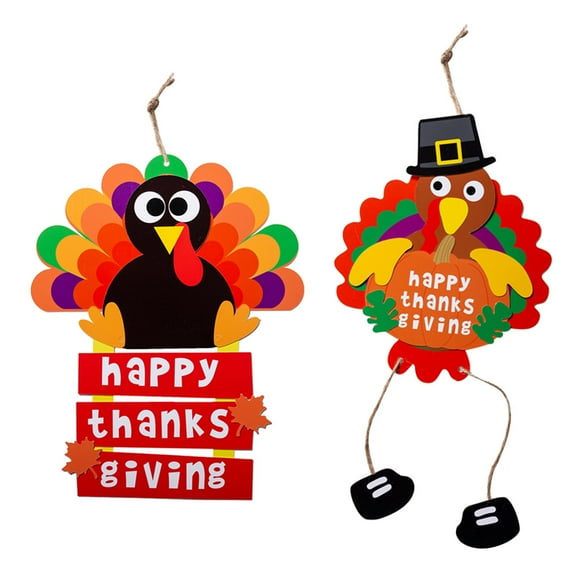 2PCS Happy Thankgiving DIY Crafting Materials Set Handmade Turkey Hanging Decorations Kids Educational Toys