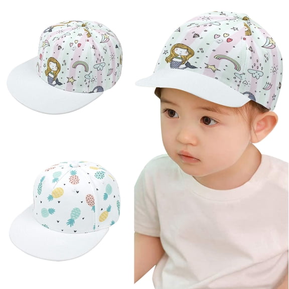 2PCS Hat Purple Cotton Baby Sunhat Adjustable Trucker Flat Eaves Beret Baseball Cap Toddler Summer Hats