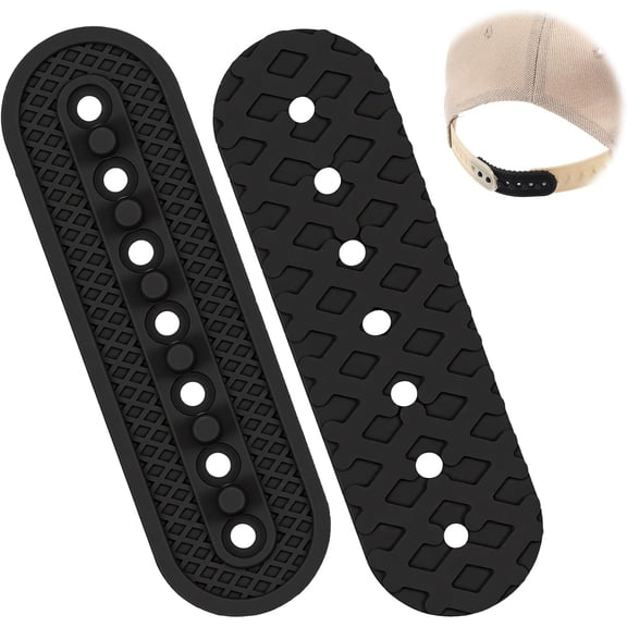 2PCS Hat Size Extender, Adjustable Hat Size Snapback Extender with Silicone 7 Holes, Durable Black Buckle Replacement for Snapback & Baseball Caps, Hats Accessories