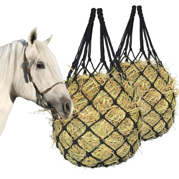 2PCS Hay Net for Horses,Slow Feed Hay Bag for Horses Goat Sheep,Hanging Hay Feeder Bag for Horses Stable Stall Paddock Rest Toy