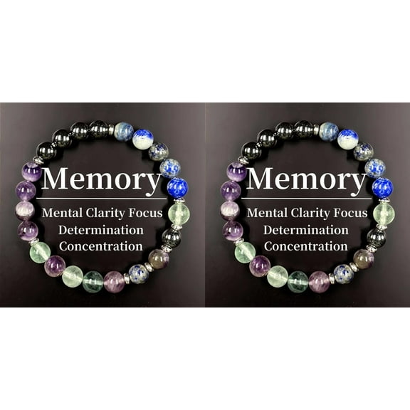 2PCS Healing Bracelet - Natural Stone Bead Stretch Bracelet for Anxiety Relief, Chakra Balancing Gemstone Jewelry for Women & Men, Handmade Elastic Beaded Bracelet