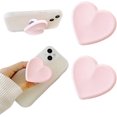 thumbnail image 1 of 2PCS Heart-Shaped Silicone Mobile Phone Grip Stand,Collapsible Cellphone Finger Grip Holder for Smartphone Tablet Cell Phone Accessory (Pink), 1 of 7