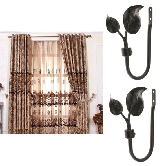 2PCS Heavy Duty Leaf Design Window Curtain Shape Drapery Tieback Holdback Holders Wall Clothes Coat Ers ,