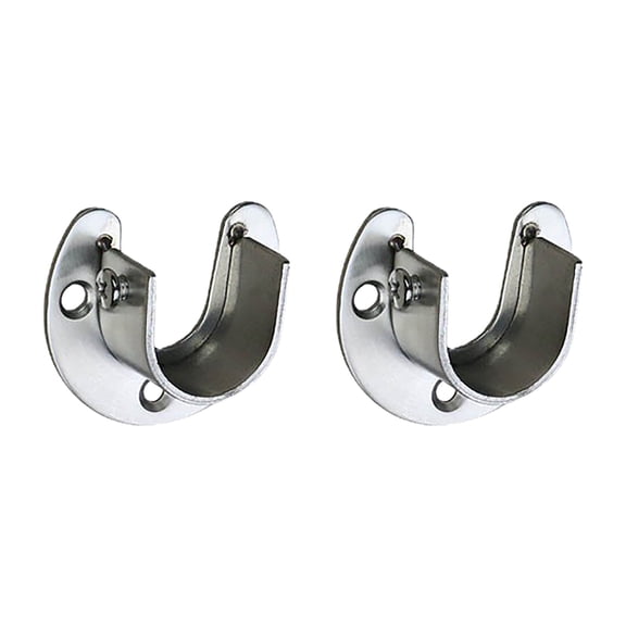 2PCS Heavy-Duty Shower Curtain Rod Brackets U-Shaped Flange Rod Holders with Screws for Wardrobes Shower Curtain Rods, Sturdy Supports 2-Pack Rod End Supports, Heavy-Duty Curtain Rod Brackets(Silver)