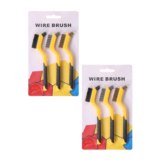 2PCS Heavy-Duty Wire Brush Set Metal Rust Cleaning Tools Small Scrub Brushes Kit for Grill Paint Removal Kitchen Cleaning Tools Brass Wire Detailing Brush & Scraper