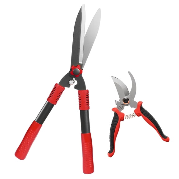 2PCS Hedge Clippers&Hand Pruners,22 Inch Heavy Duty Hedge Shears for Trimming
