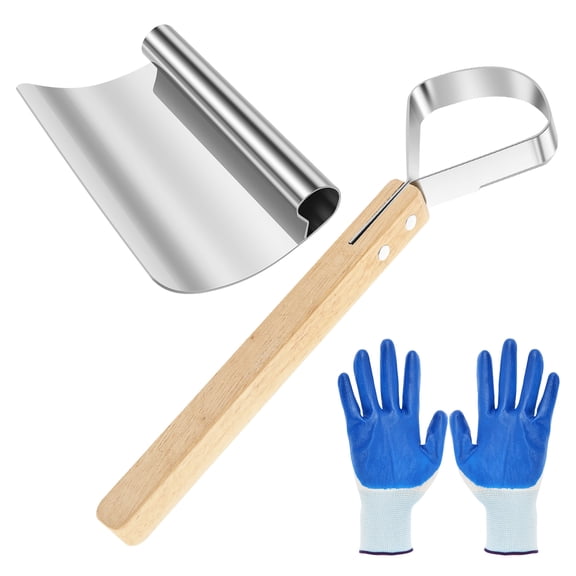 2PCS Hide Scraper Fleshing Tool Fleshing Knife Taxidermy Tool with Gloves for Taxidermy Leather Making Tools Skinning Fur Handling Supplies