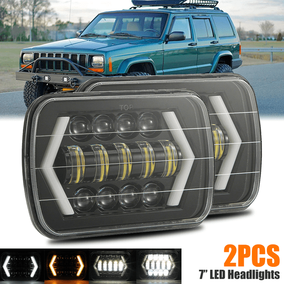2PCS High/Low Beam 5x7" 7x6 LED Headlight For Dodge Ram 50 D150 D250 D350 W150 W250 W350