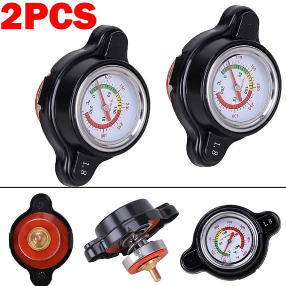 2PCS High Pressure Radiator Cap with Temperature Gauge 1.8 Bar Radiator Cap