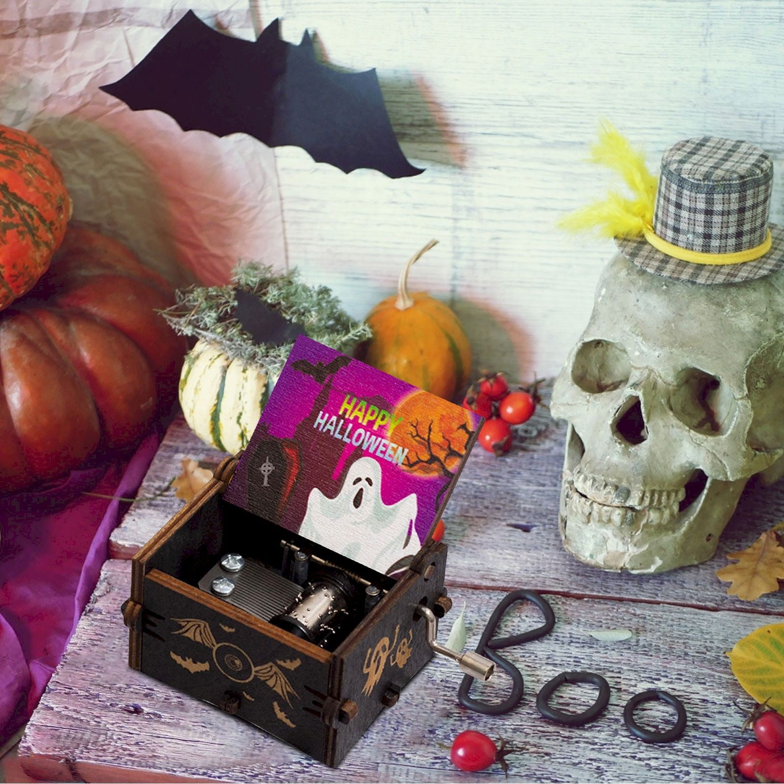 2PCS yennhH Christmas Clearance Desktop Ornament,Hand Cranked Music Box