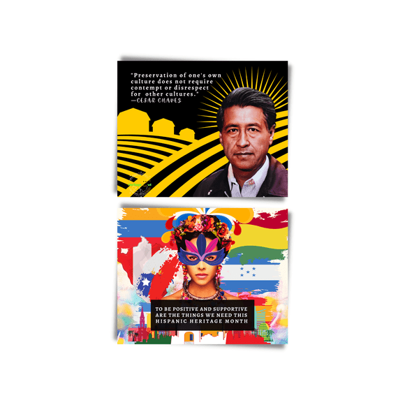2PCS Hispanic Heritage Educational Posters  & Wall Art Decoration with Inspirational quotes | 8X10 Inches Laminated & Unframed | Hispanic Arts & Culture | World Hispanic History