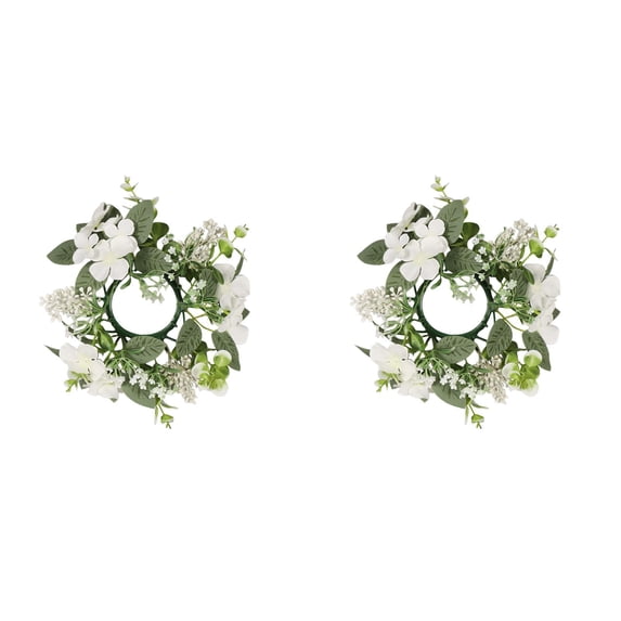 2PCS Home Decor Hydrangea Candle Rings Wreaths Floral Candle Ring Candlerings For Pillar Candle Event Party Practical 9.8" X 9.8"