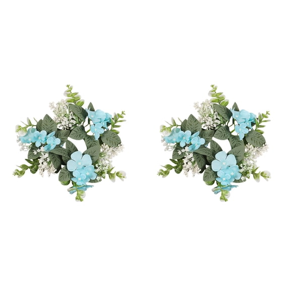 2PCS Home Decor Hydrangea Candle Rings Wreaths Floral Candle Ring Candlerings For Pillar Candle Event Party Practical 9.8" X 9.8"