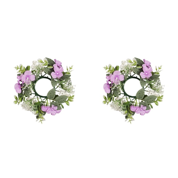 2PCS Home Decor Hydrangea Candle Rings Wreaths Floral Candle Ring Candlerings For Pillar Candle Event Party Practical 9.8" X 9.8"