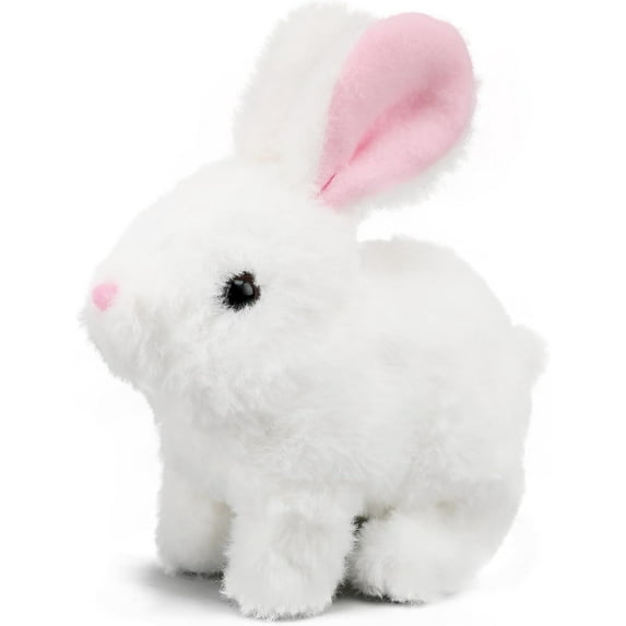 2PCS Hopping Walking Bunby Realistic Bunny Toy Rabbit Toy with Sounds, Wiggling Ears, Twitching Mouth and Nose, Educational Interactive Bunny Bunbi for Kids, Birthday Gifts, 7"