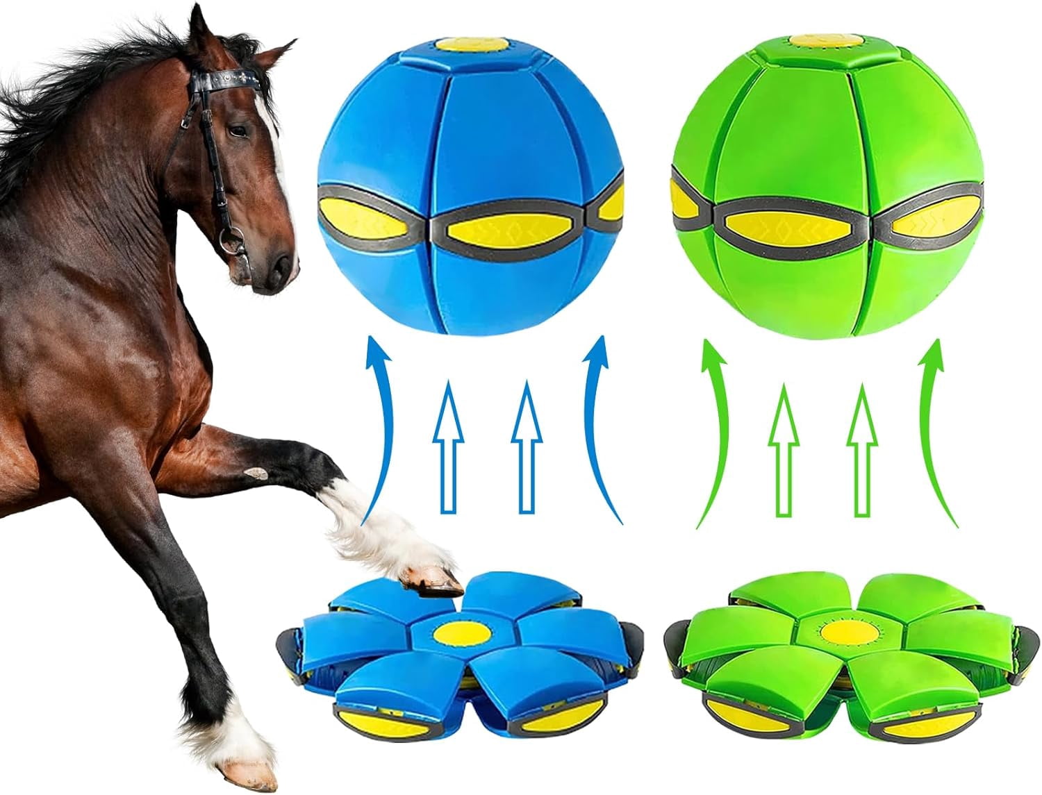 2PCS Horse Balls Toy, Herding Ball with 3 Lights for Horse, Horses Exercise Play Bouncing Ball for Dog Goat Sheep, Interactive Toy Reduce Anxiety Relieve Stress Green+Blue