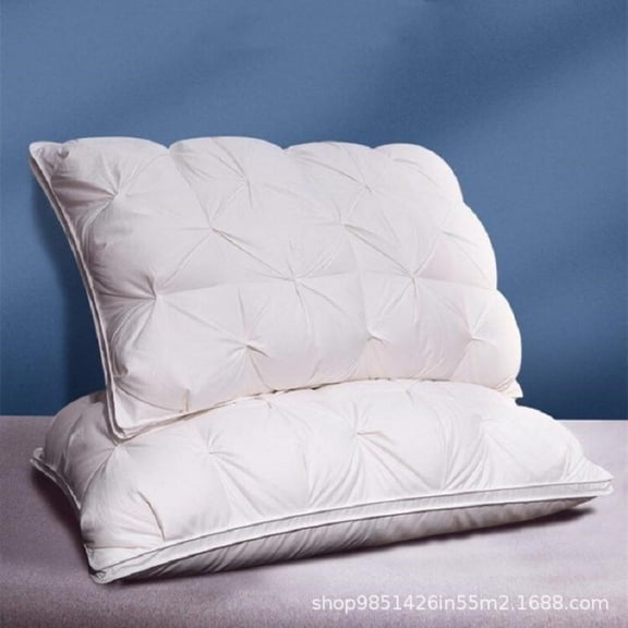 2PCS Hotel Fluffy Pillow, Neck Support Sleeping Pillow, Comfortable Pressure Relaxation, Light Luxury Bed Pillow for Bedroom, Home, Dorm Room,White