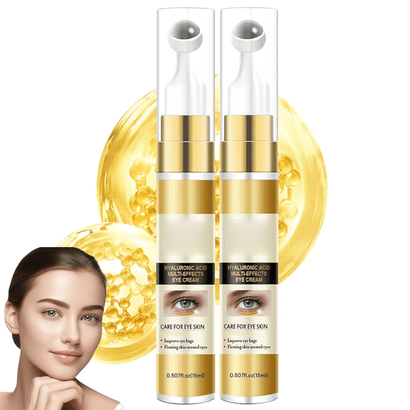 2PCS Hyaluronic Acid & Caffeine Extract Eye Serum, Eye Serum for Dark Circles and Puffiness, With 360° Eyes Roller Ball for Women & Men