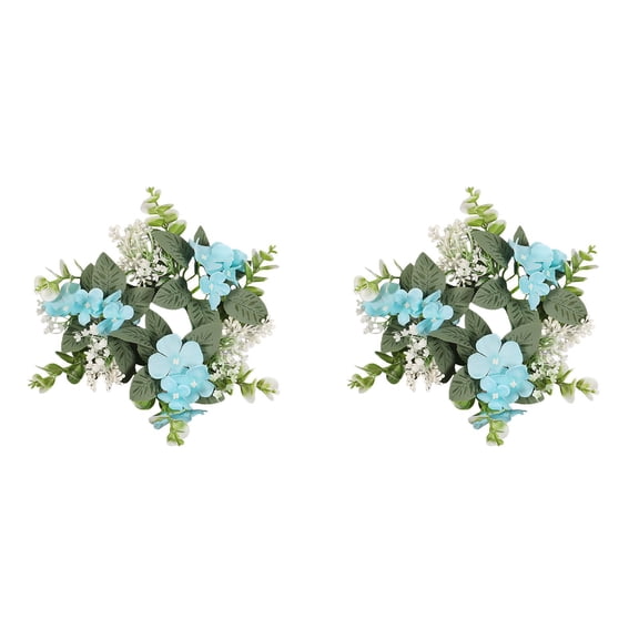 2PCS Hydrangea Candle Rings Wreaths Floral Candle Ring Candlerings for Pillar Candle 25cm Home Decor