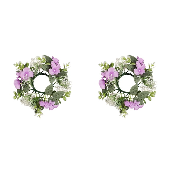 2PCS Hydrangea Candle Rings Wreaths Floral Candle Ring Candlerings for Pillar Candle 25cm Home Decor