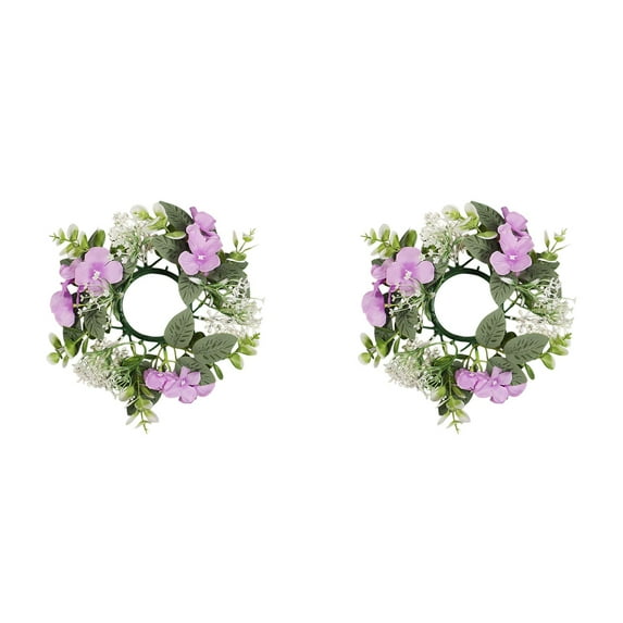 2PCS Hydrangea Candle Rings Wreaths Floral Candle Ring Candlerings for Pillar Candle 25cm Home Decor