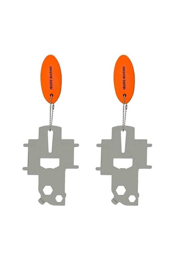 2PCS ISURE MARINE Deck Fill Plate Key Kit Gas Fuel Water Waste Diesel Tank Filler Cap Keys Stainless Steel Multi Tool Floating Keychain for Boat Marine Yacht