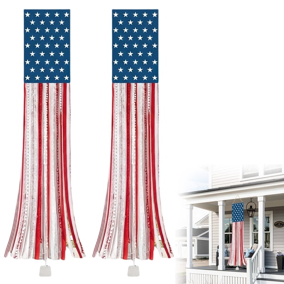 2PCS Independence Day Flag Patriotic Flags Door Bunting Banner Red White Blue Banner Wall Mounted and Door Hanging Decoration for 4th of July Memorial Day Anniversary Celebration 70.87in