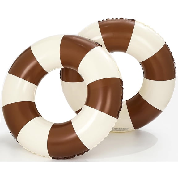 2PCS Inflatable Swim Ring,Striped Pool Large Swim Ring for Adults,30 Inch Classic Striped Teens Adult Inner Tubes Summer Beach Party