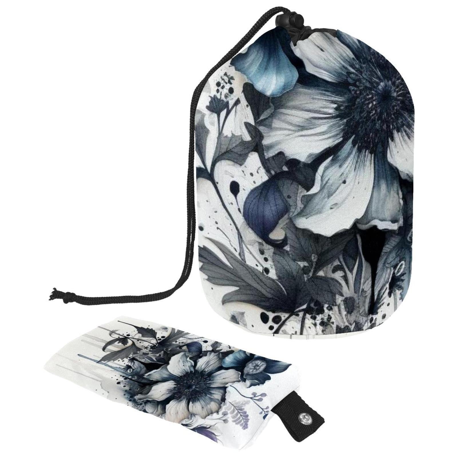 2PCS Ink Plants Travel Cosmetic Bag Makeup Organizer, Drawstring