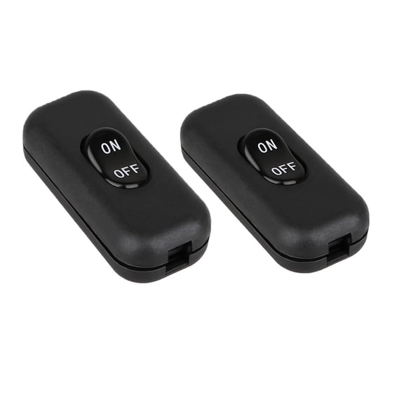 2PCS Inline Cord Switch, On/Off Lamp Control Appliance Switch Rocker AC120V 10A, 250V 6A Suitable for Table Desk Lamp Appliance, Black