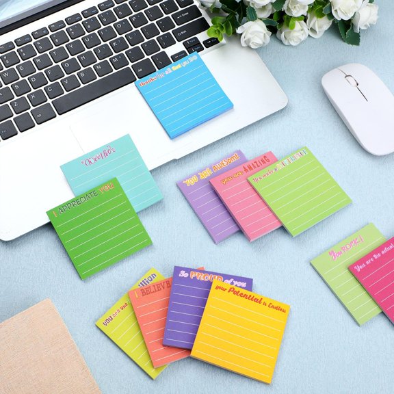 2PCS Inspirational Sticky Notes with Lines, Employee Appreciation Gifts, Cute Motivational Sticky Notes Pad, Ideal for Christmas Teacher Nurse Coworker Office,Color Random