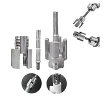 2PCS Integrated Internal & External Pipe Threading Tool, Dual-Function Pipe Thread Cutting Tool, 1/2'' 3/4'' 1'' Dies, Electric Drill Compatible PVC & Plastic Pipe Threader Kit for Home Repair