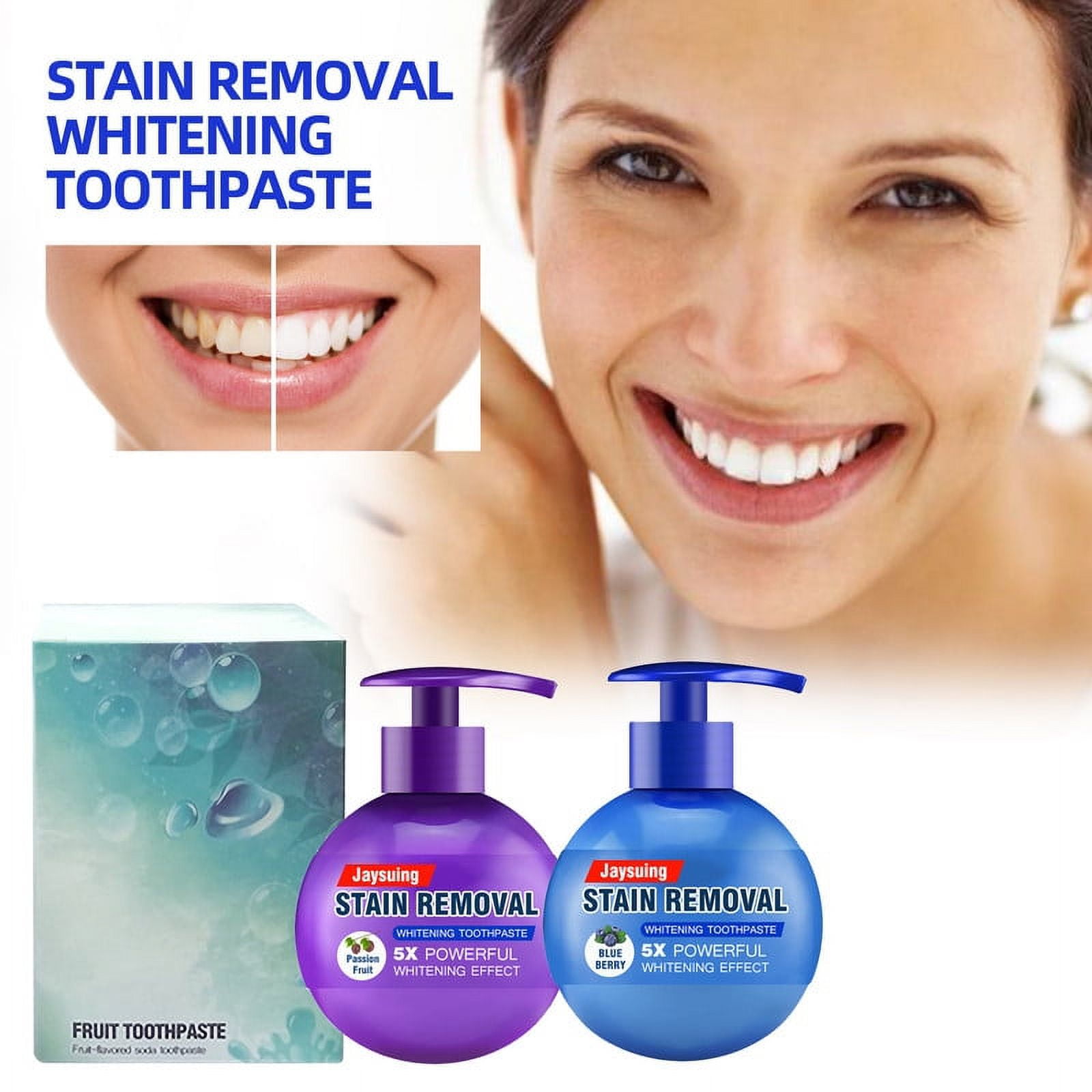 2PCS Intensive Stain Removal Whitening Toothpaste Baking Soda Fight