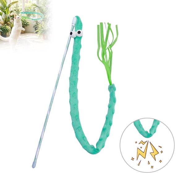 2PCS Interactive Cat Rainbow Wand Toys, Colorful Cats String Toy Teaser Wand Sturdy Pole with Spring Balls for Kitten Cat Having Fun Exerciser Playing Indoor and Outdoor