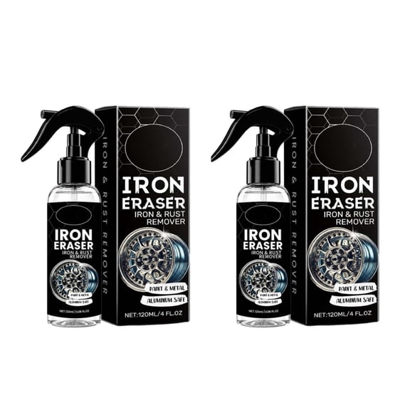 2PCS Iron Eraser Rust Remover Spray, Iron Eraser Iron and Rust Remover for Car Wheels and Paint, Fast Acting Rust and Brake Dust Remover,Automotive Surface Cleaning,120ml
