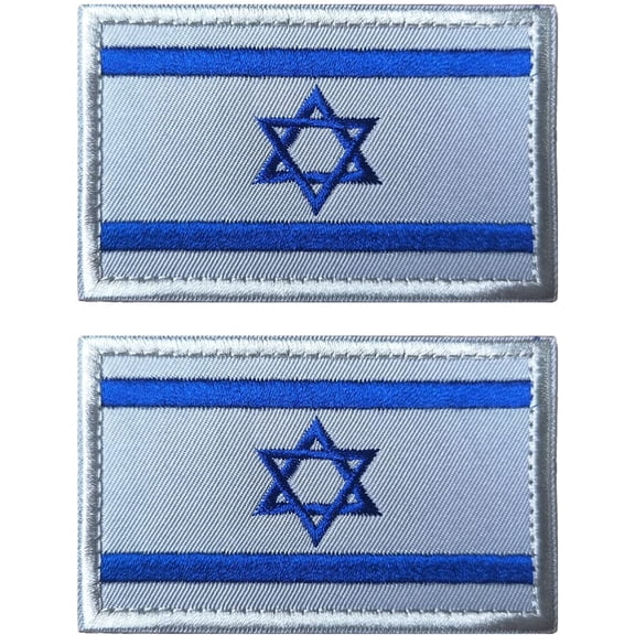 2PCS Israel Flag Patches Embroidered Morale Patch Hook and Loop | Israel,Tactical Military Patch,Versatile Tactical Attachment,Applique Fastener,3"2"